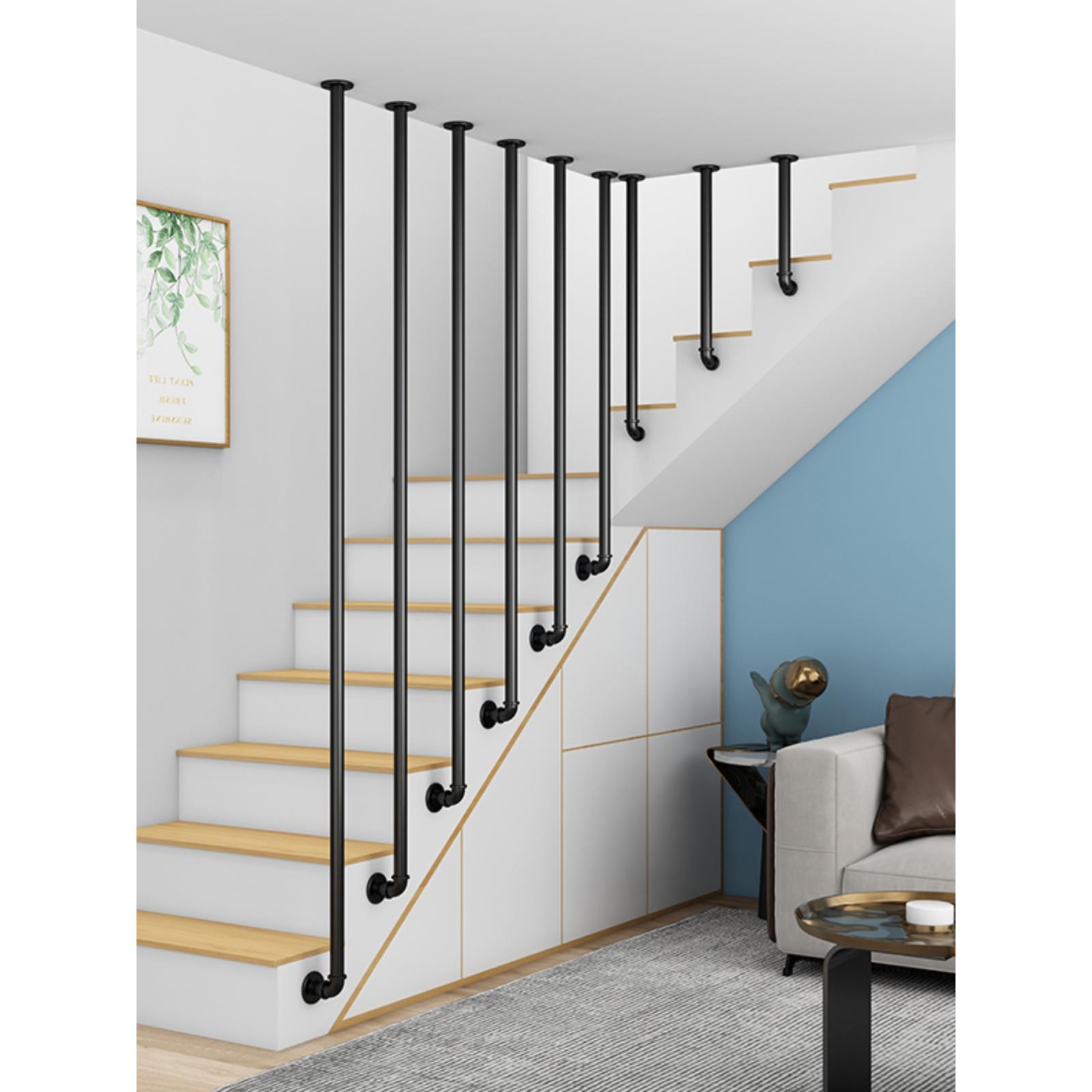 斯堪的纳维亚铁楼梯护栏扶手阁楼酒吧水管阁楼栏杆室内和室外护栏