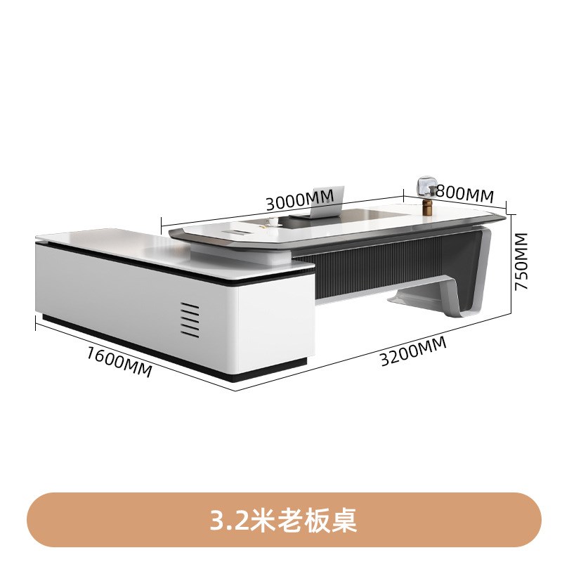 烤漆办公桌高级简约现代白色经理总管老板桌总裁桌办公室家具桌椅