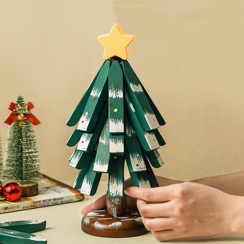 感圣诞树一棵树隔热垫实木质创意餐桌小树形防烫杯垫锅垫碗垫