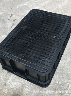 加厚带盖防静电615*425*150mm周转收纳箱PP黑色ESD防静电塑料胶筐