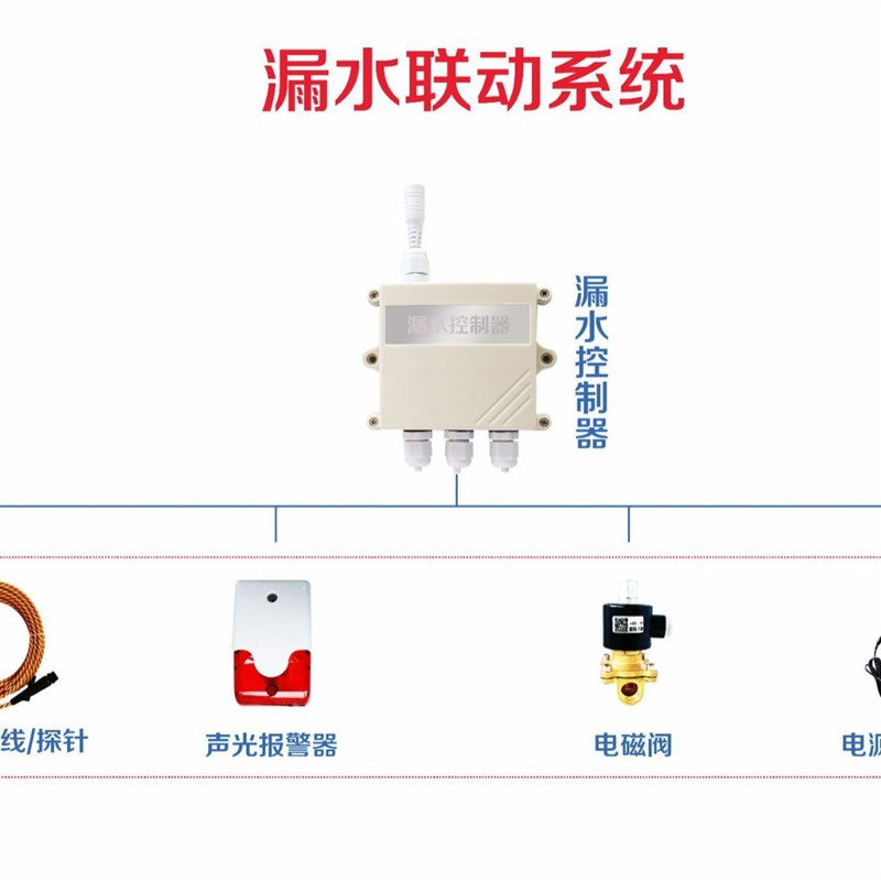 漏水浸水溢水监测检测电磁阀自动断水关水管停水关闭关水阀报警器