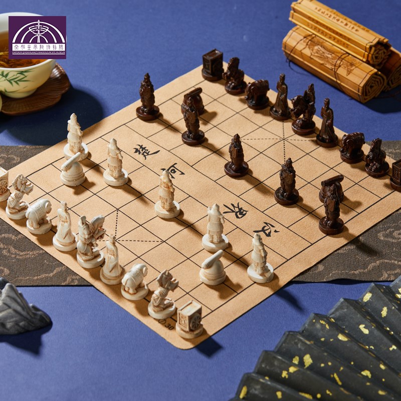 秦俑象棋兵马俑文化中国象棋旅游纪念品桌游对战带棋盘收藏摆件