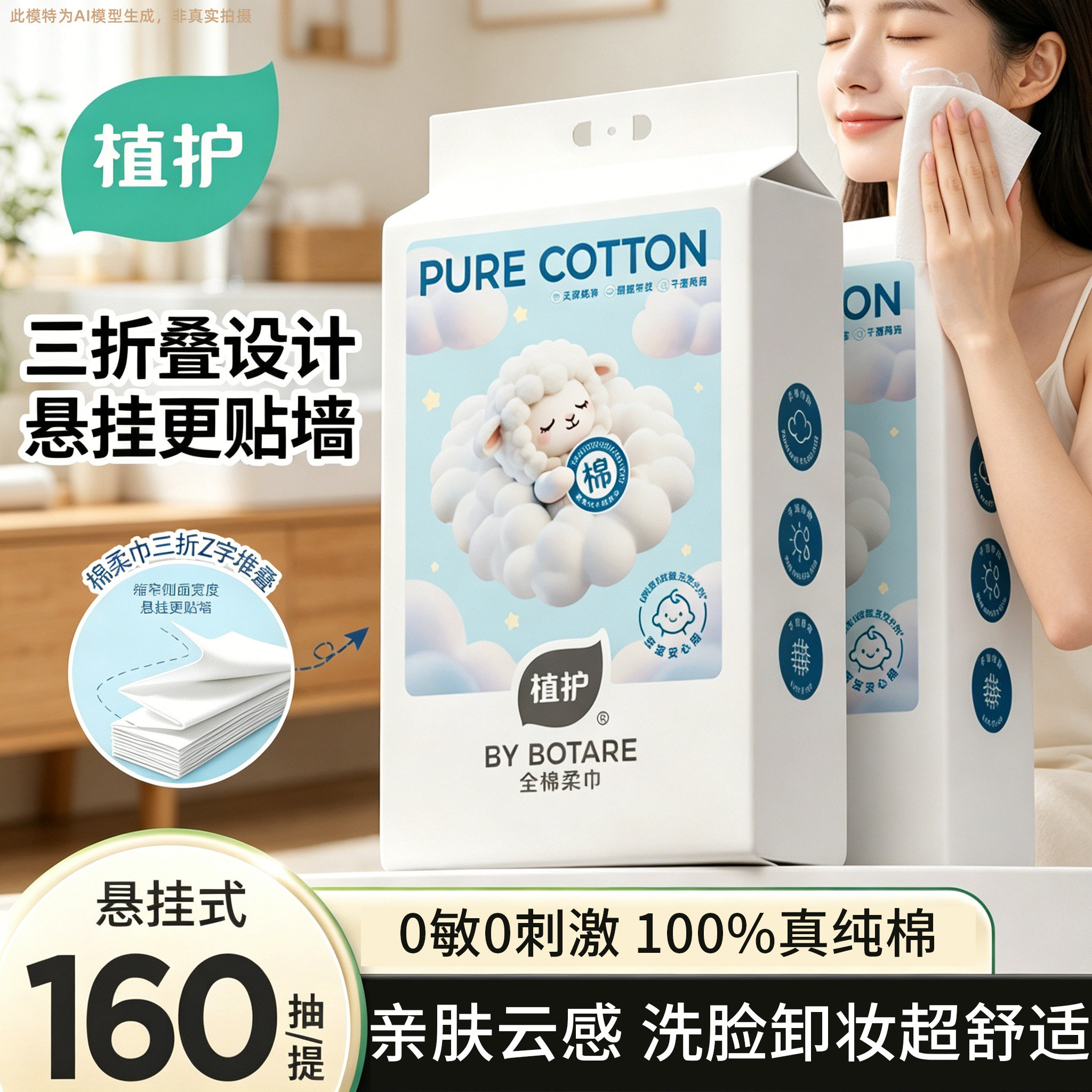 植护洗脸棉柔巾婴儿新生宝宝专用