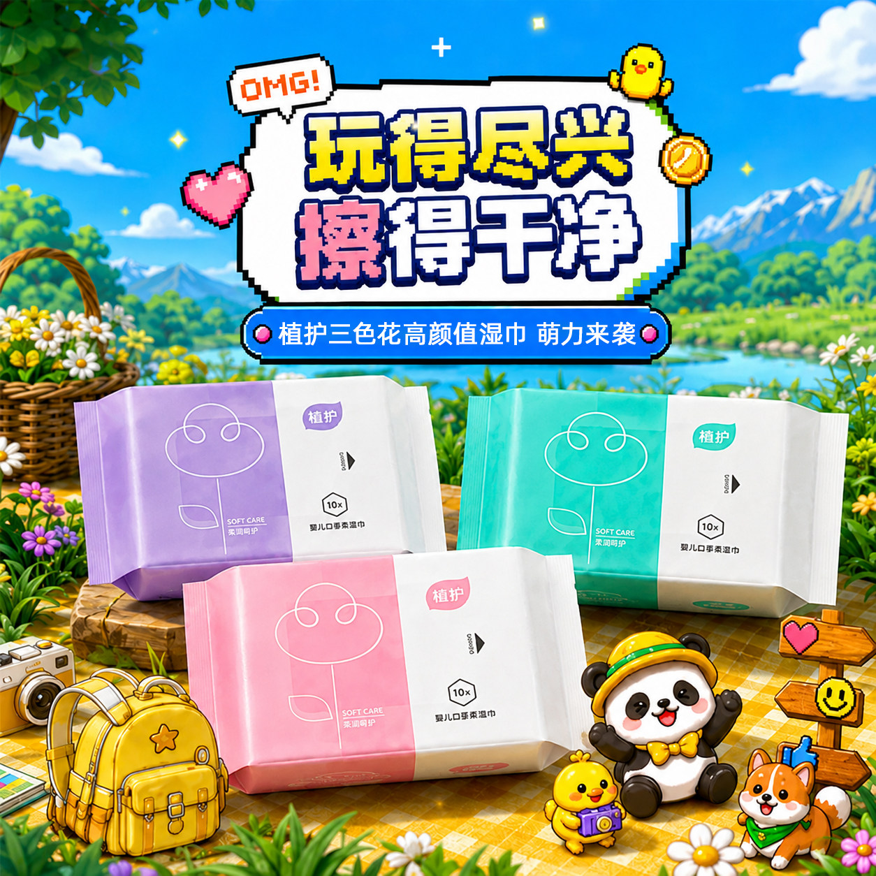 植护便携式出行湿纸巾手口湿巾图片