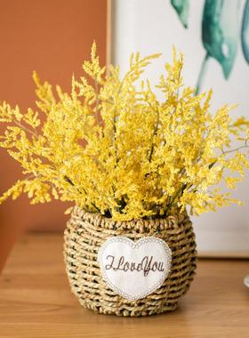 塑料仿真花束向日葵盆栽假花客厅茶几装饰卧室摆设桌面摆件干花艺