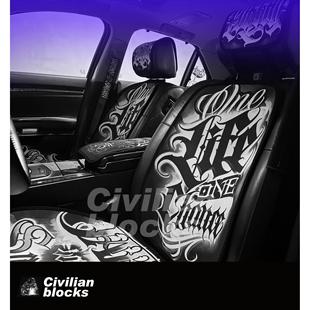 定制西海岸奇卡诺hiphop嘻哈说唱匪帮硬核花体字汽车坐垫套装