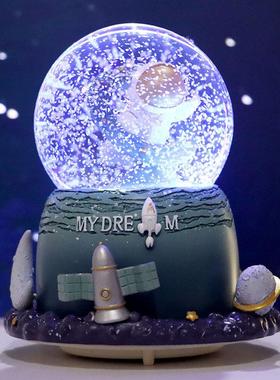 太空人摆件太空人水晶球夜灯音乐盒桌面卧室客厅装饰好物男生礼物