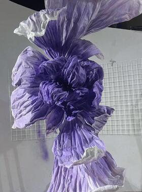 巨型纸艺花美塑花褶皱婚庆背景仿真花装饰手工橱窗婚礼美渐变紫色