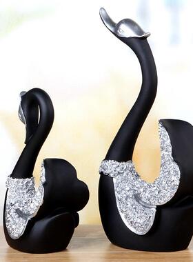 欧式家居摆件招财客厅电视柜酒柜家庭装饰品天鹅摆设创意结婚礼物