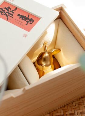 陶瓷生肖金兔子摆件招财创意工艺品本命年保险公司年会送礼吉祥物