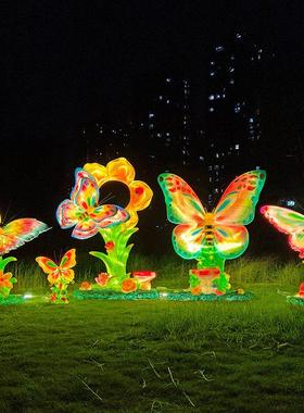 户外仿真发光蝴蝶雕塑草坪景观装饰花海园林小品植物打卡拍照摆件