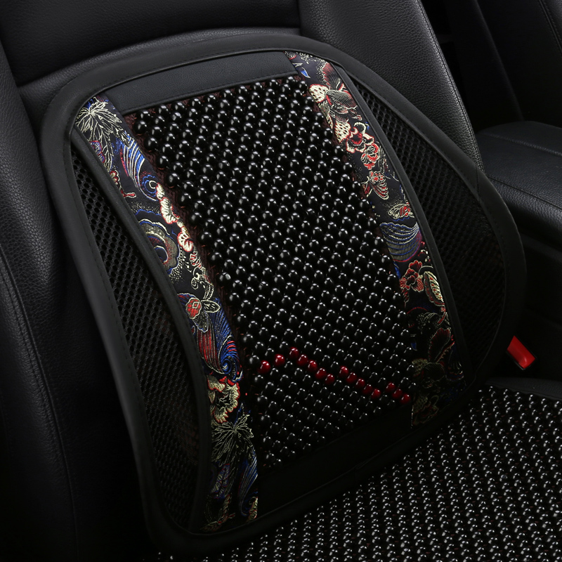 夏季木珠汽车头枕m记忆棉护颈枕木珠腰靠垫夏季透气车用护腰枕