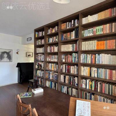 书柜满墙实客木架整墙10070厅大量一体靠墙卡书座落地到顶容置物