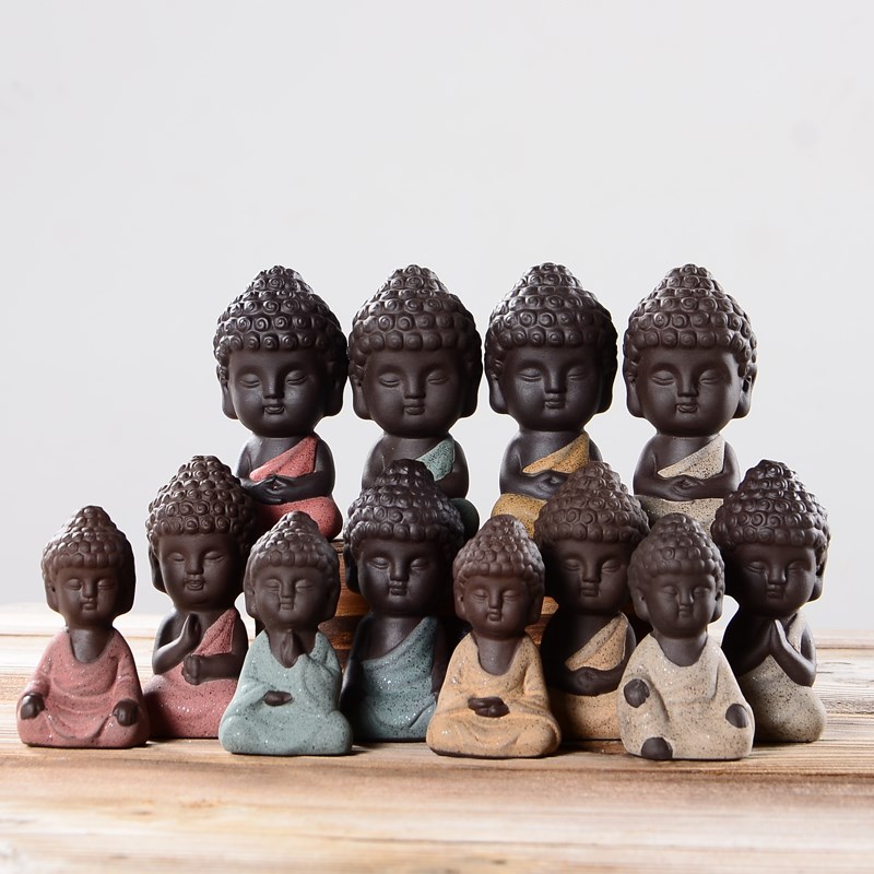 迷你可爱紫砂小和尚茶宠陶瓷小如来多肉盆载创意小摆件创意花宠