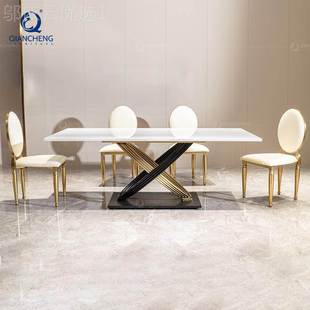 意式 tabe新現(xiàn)代長(zhǎng)l方 石輕餐桌高級(jí)感家用dining 乾成家具奢大理款