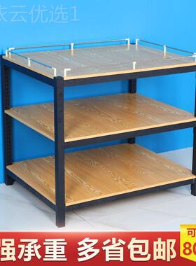 超市奶头展示架粮油米牛面饮料促销台陈堆列架木加VAW厚洗化钢地