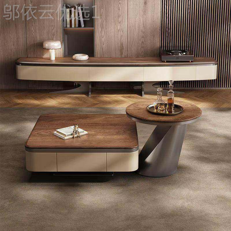 中古风木茶电柜组几合20NDE24实新视款北美黑胡桃木茶几电视柜可