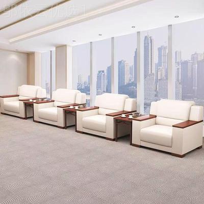 接待室贵宾QEN室会议沙发政府大会堂中简式商务约真皮发茶单人几