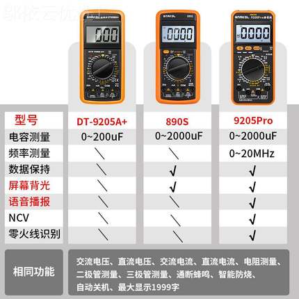 X万D工QUDD9205A电高精度电子万用表数T字能表 万用电表防烧带自