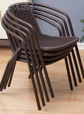 子靠背家用塑桌椅休闲椅凳子户外藤椅办椅KNA公餐椅麻阳将台休料