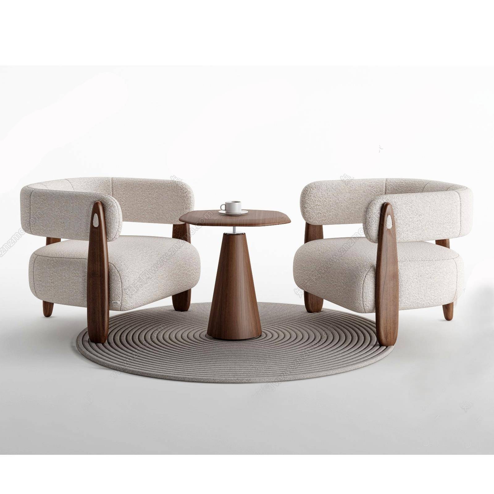 新中式贵宾接待沙发茶几组合三件套会议室沙发椅实木休闲洽谈单人