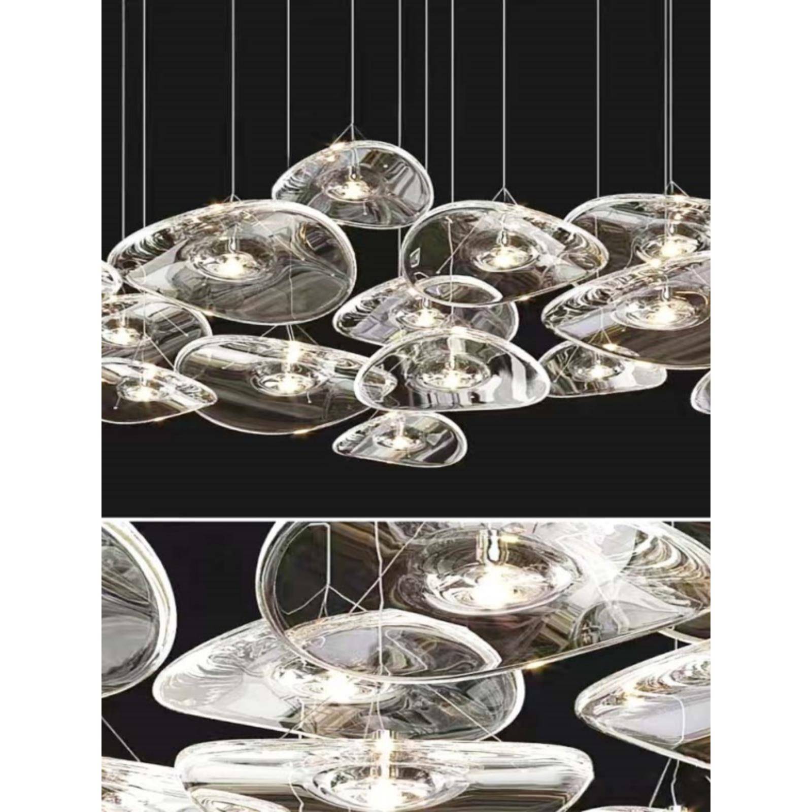 包厢吊灯荷叶透明玻璃店铺商用会所餐厅餐桌卡座灯具透明玻璃吊灯