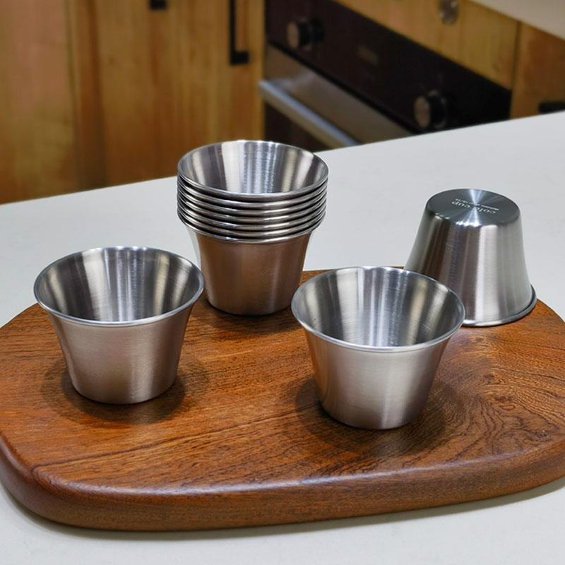 18/10不锈钢迷你水杯茶杯小酒杯咖啡杯酱料杯便携露营户外杯75ml