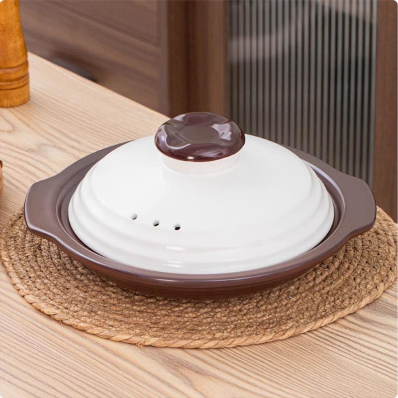 饭店专用双色特浅锅宽口浅平锅商用大容量砂锅明火耐高温浅口砂锅