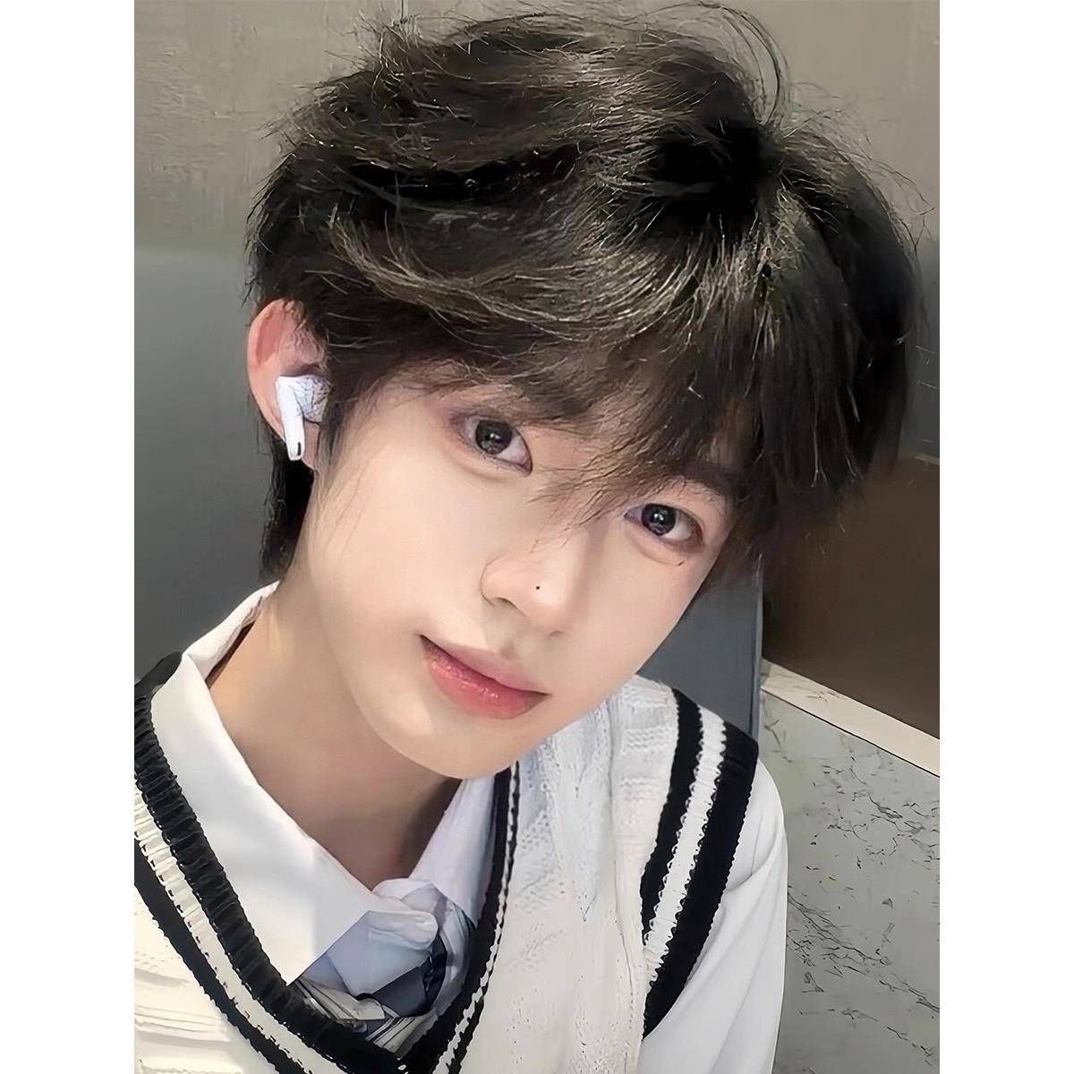 纤韵佳人韩系微分碎盖假发男短发全头套日常时尚造型蓬松自然假发