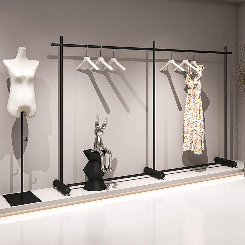 衣简约陈列架示QEG地落地衣架服装店专用展架货架落铁艺女装店黑