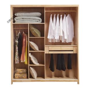 实木木衣柜卧室柜家8120 816用极橱简衣实推拉门卧室家具衣小户型