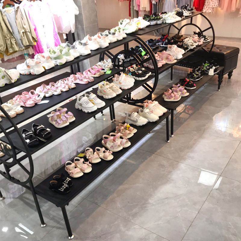 服装CD#43579店展示架中岛双面架多层鞋货架铁水台高低展示艺桌包