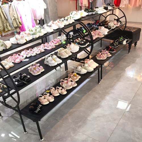 服装CD#43579店展示架中岛双面架多层鞋货架铁水台高低展示艺桌包