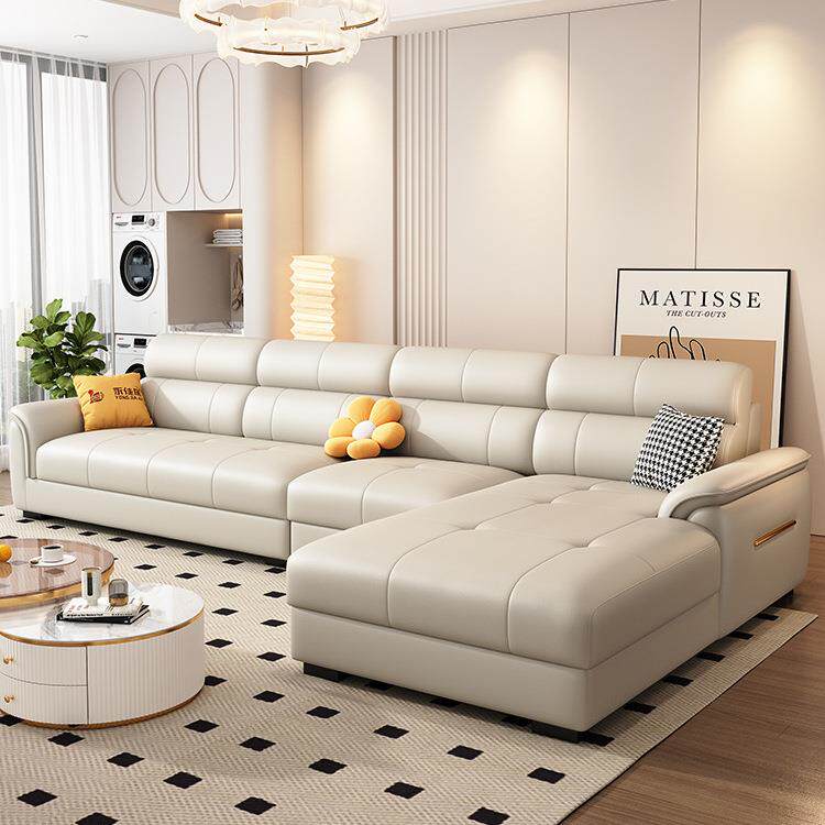 客厅北小户家型实木框架真皮乳胶矮脚贵妃沙发欧LXS意式极简猫用