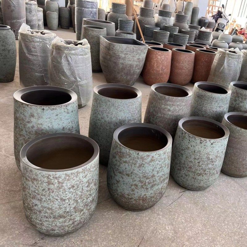 景德镇手工陶罐古朴花盆坛子陶瓷插花瓶客厅阳台庭院落地陶瓷摆件