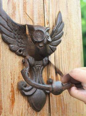 欧式门美式工风铸铁工艺品复头古猫鹰业敲仿古门拉手庭院TJC门把