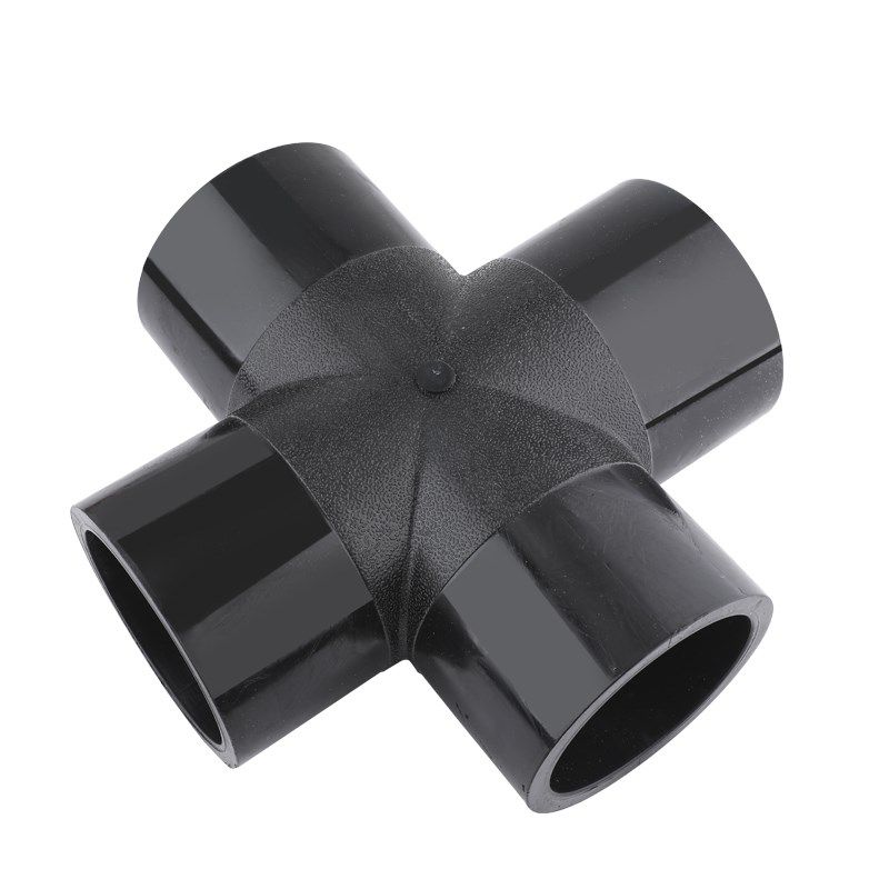 全新料pe对接四通 110 200等径四通 十字接头315HDPE异径对焊四通