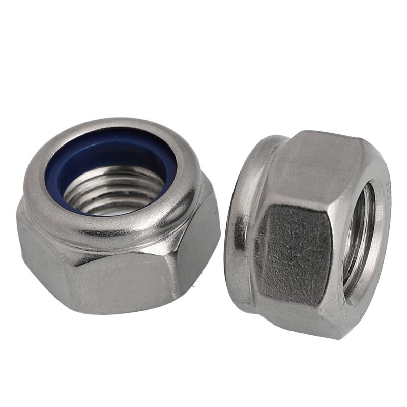 镀锌六角防松防滑螺母 尼龙锁紧螺帽细牙M3/M4/M5/M6/M8-M12*1.25