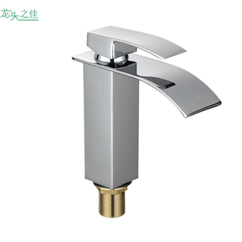 全铜单孔冷热水龙头台盆面盆手盆卫生间洗手盆薄嘴瀑布式龙头
