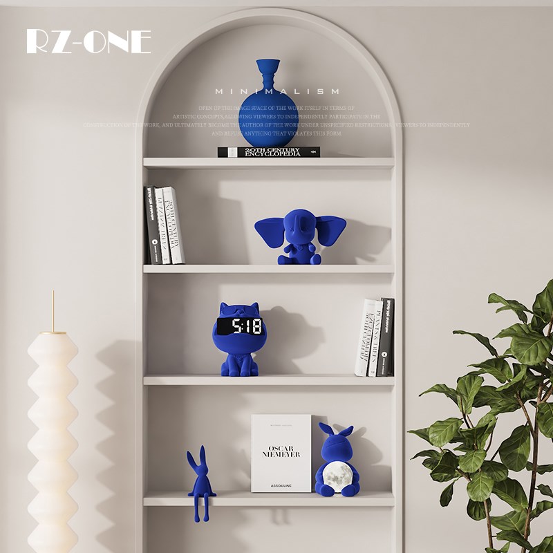 RZONE 克莱因蓝色植绒轻奢装饰品酒柜书柜小众客厅艺术品壁龛摆件