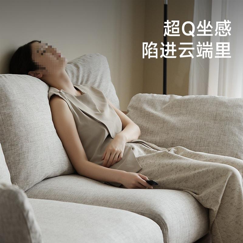 人客厅沙发棉单麻布黑胡桃木木沙发组合66682模块朴愫木艺实作新