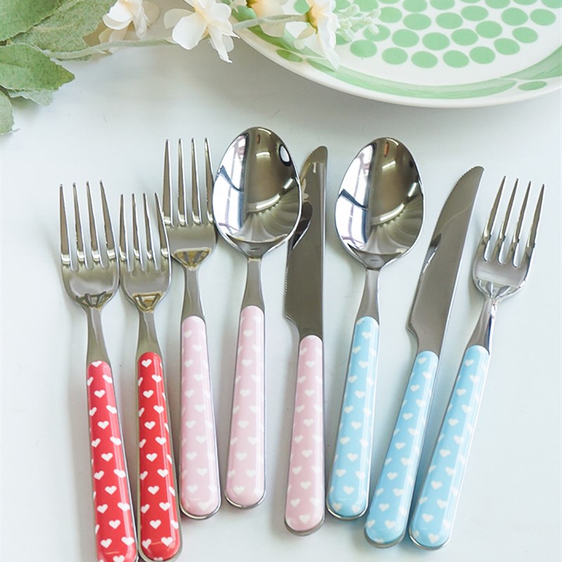 意大利Neva爱心刀叉勺 家用不锈钢西餐具牛排3件套咖啡茶勺甜品叉