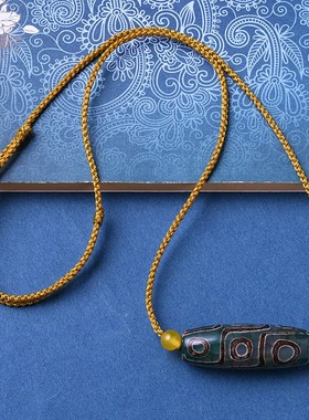 天珠挂绳锁骨横穿吊坠玉石文玩手工编织绳半成品男女挂颈双头吊坠