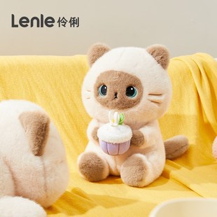 伶俐暹罗猫玩偶公仔可爱猫咪抱枕毛绒玩具娃娃睡觉抱女孩生日礼物