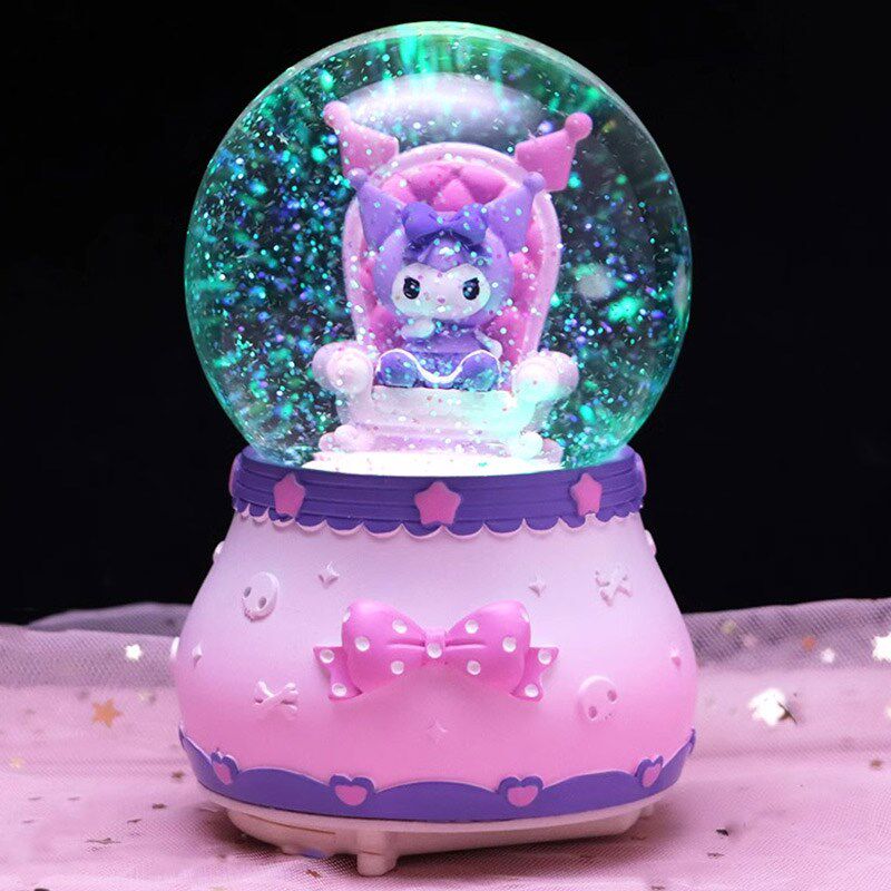 库洛米水晶球音乐盒女孩子儿童生日礼物网红小海狸飘雪八音盒摆件