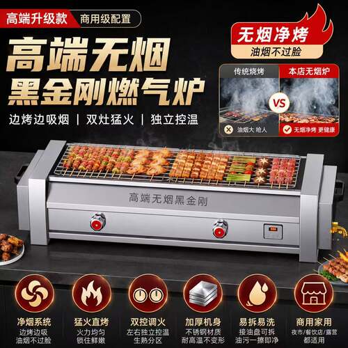 【10年质保】黑金刚燃气烤炉商用