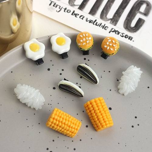 超萌仿真食物迷你夹奇奇怪怪发夹搞怪食玩米饭荷包蛋瓜子玉米夹子