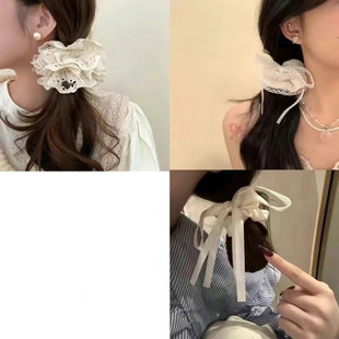 韩系温柔蝴蝶结大肠2025绳网发圈马尾头绳少女心发圈半扎发饰