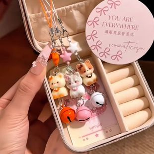 可爱新款甜美暹罗猫手机链铃铛星星吊坠卡通立体猫咪包包挂件挂饰