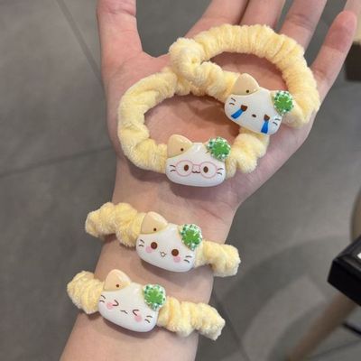 甜美蕾丝花边四叶草表情猫咪发圈少女马尾小肠圈高颜值可爱发绳